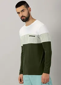 Stylish Olive Cotton Blend Printed Tees For Men-thumb2