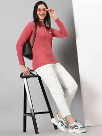 Elegant Pink Cotton Blend Solid T-Shirts For Women-thumb4