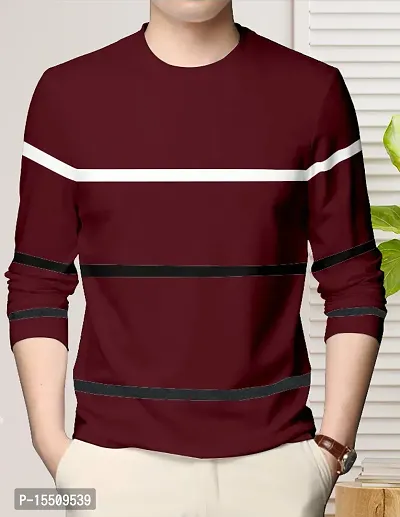 Reliable Maroon Cotton Blend Colourblocked Round Neck Tees For Men