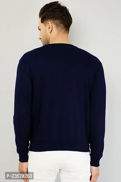 Comfortable Navy Blue Printed Pullover For Men-thumb2