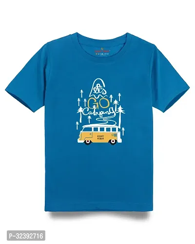 Stylish Blue Cotton Blend Tees For Boys-thumb0