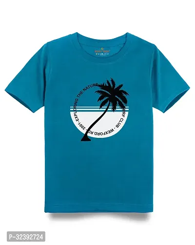 Stylish Blue Cotton Blend Tees For Boys