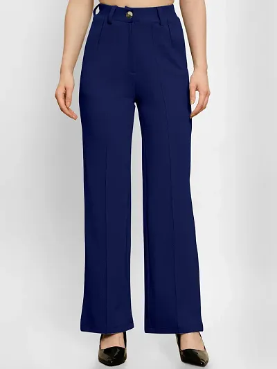 Buy Women Black Regular Fit Solid Business Casual Trousers Online - 258336  | Allen Solly