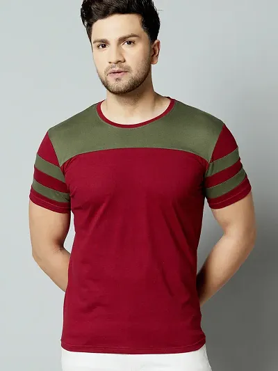 Stylish Cotton Round Neck Half Sleeves T-shirt For Men
