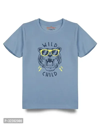 Stylish Grey Cotton Blend Tees For Boys