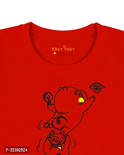 Stylish Red Cotton Blend Tees For Boys-thumb3