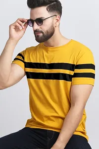 Stylish Cotton Blend Multicoloured Colourblocked Round Neck Tees Short Sleeves For Men Pack Of 2-thumb1