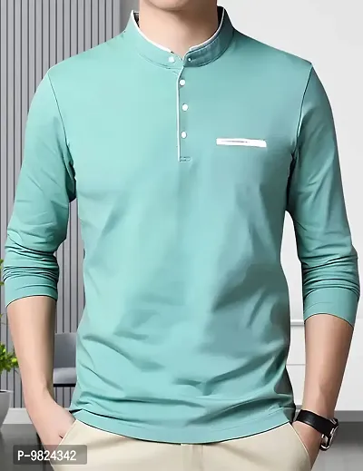 AUSK Men's Henley Neck Full Sleeves Regular Fit Cotton T-Shirts (Color-Sky Blue_Size-M)-thumb4