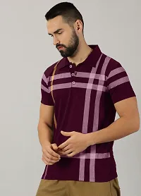 Stylish Purple Cotton Blend Printed Polos For Men-thumb3