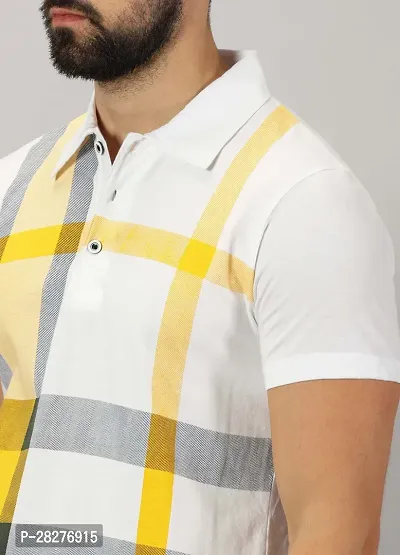 Stylish Mustard Cotton Blend Printed Polos For Men-thumb3