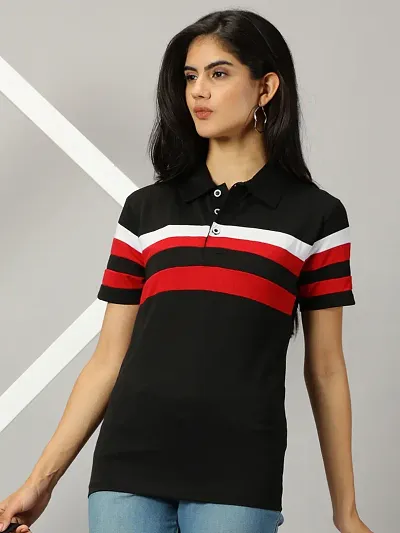 Elegant Blend Colourblocked Tshirt For Women