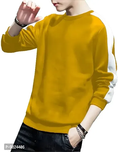 AUSK Men's T-Shirts Long Sleeves Round Neck- Small Yellow-thumb0