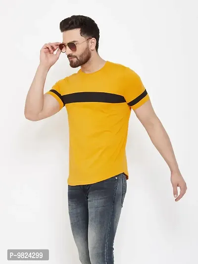 AUSK Round Neck Regular fir Men's T-Shirt (Mustard-Small)-thumb2