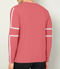 Stylish Cotton Pink Solid Round Neck Tees Long Sleeves For Men-thumb1