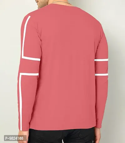 Stylish Cotton Pink Solid Round Neck Tees Long Sleeves For Men-thumb2