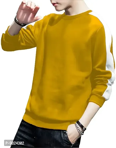 AUSK Men's T-Shirts Full Sleeves Round Neck Regular Fit (Yellow-X-Large)