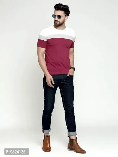 AUSK Men's Regular Fit T-Shirt(White,Maroon,Grey Mix_Small)-thumb3