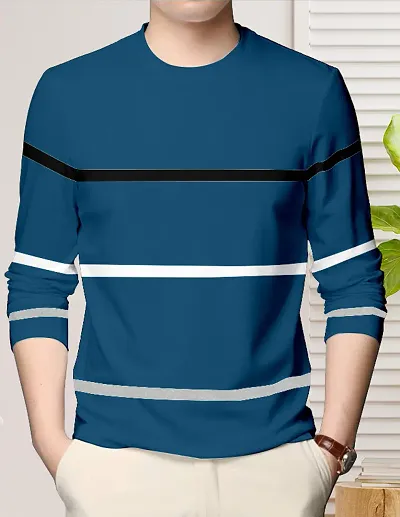 Reliable Blend Colourblocked Round Neck Tees For Men