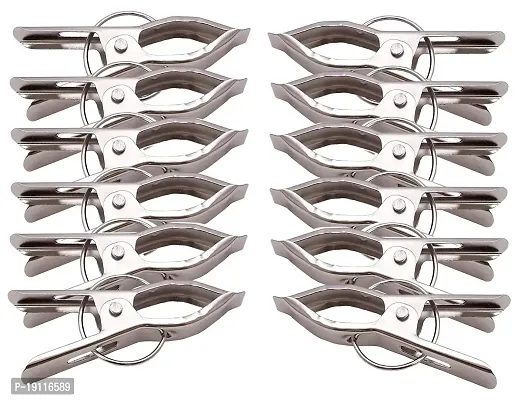 Kombuis Kitchenware Hanging Cloth Drying Pegs/Clips|Heavy Duty  Stainless Steel Material|Set of 12 Piece (Silver)-thumb0