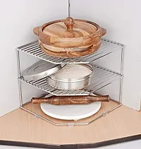 Kombuis Kitchenware Multipurpose Alloy Stainless Steel Kitchen Plate Dish Corner Shelf Rack Stand-thumb2