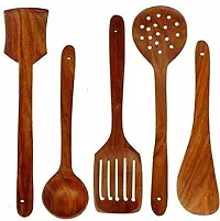 Kombuis kitchenware? Wooden Non Stick Spatulas, Ladles Mixing and Turning Handmade Wooden Serving and Cooking Spoon Kitchen Utensil Set of 7-thumb4