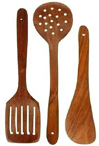 Kombuis kitchenware? Wooden Non Stick Spatulas, Ladles Mixing and Turning Handmade Wooden Serving and Cooking Spoon Kitchen Utensil Set of 7-thumb2