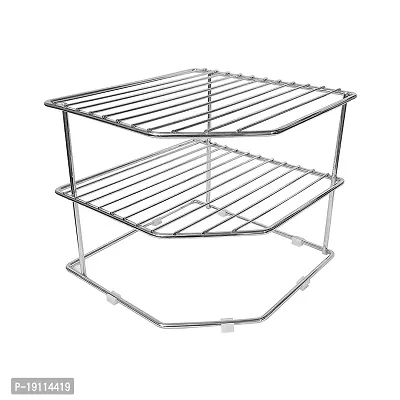 Kombuis Kitchenware Multipurpose Alloy Stainless Steel Kitchen Plate Dish Corner Shelf Rack Stand-thumb0