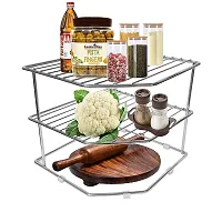 Kombuis Kitchenware Multipurpose Alloy Stainless Steel Kitchen Plate Dish Corner Shelf Rack Stand-thumb4
