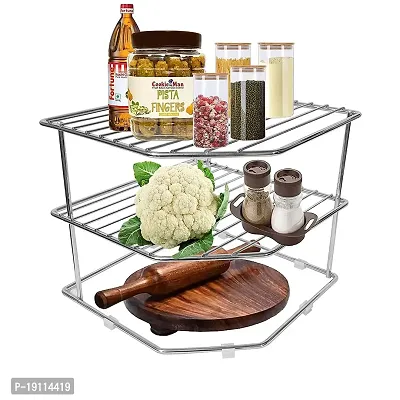 Kombuis Kitchenware Multipurpose Alloy Stainless Steel Kitchen Plate Dish Corner Shelf Rack Stand-thumb5
