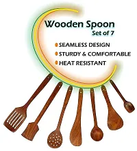 NOHUNT Wooden Serving and Cooking Spoons Set Kitchen Organizer Items Kitchen Accessories Items (Set of 7)-thumb2