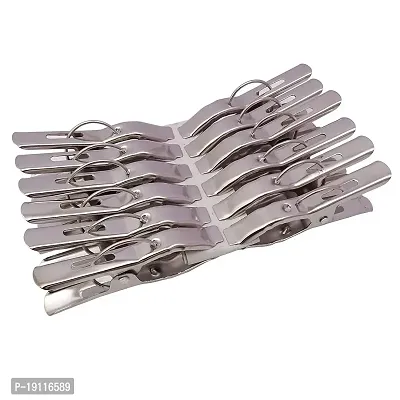 Kombuis Kitchenware Hanging Cloth Drying Pegs/Clips|Heavy Duty  Stainless Steel Material|Set of 12 Piece (Silver)-thumb5