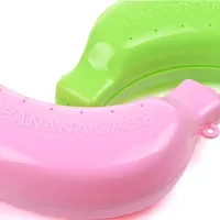 Kombuis Kitchenware Plastic Banana Shape Storage Case Lunch Box for Kids  Adult (Pack of 2 ) (Multi-Color)-thumb1