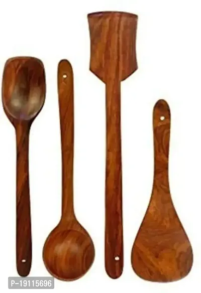 Kombuis kitchenware? Wooden Serving and Cooking Spoons Nonstick Cookware Kitchen Utensil Dessert Rice Flip/Spatula/Ladle for Cooking Dosa/Roti/Chapati/Puri Set of 7 |-thumb3