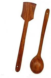 Kombuis kitchenware? Wooden Non Stick Spatulas, Ladles Mixing and Turning Handmade Wooden Serving and Cooking Spoon Kitchen Utensil Set of 7-thumb1