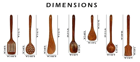 NOHUNT Wooden Serving and Cooking Spoons Set Kitchen Organizer Items Kitchen Accessories Items (Set of 7)-thumb1