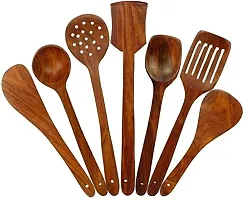 Craft Online Wooden Spoon Natural Handmade Cooking Spoon Set, Kitchen Utensils, Frying Spoon Ladles  Turning Spatula Nonstick Spoon Set for Cooking Kitchen Tools | Set of 8 | Brown-thumb1