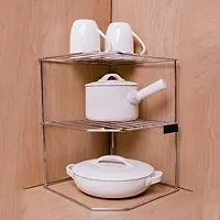 Kombuis Kitchenware Multipurpose Alloy Stainless Steel Kitchen Plate Dish Corner Shelf Rack Stand-thumb3