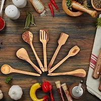 Kombuis Kitchenware Multipurpose Wooden Cooking Spoon Utensils Set for Non Stick cookware and Serving - Handmade Wooden Spatula - Pack of 7-thumb2