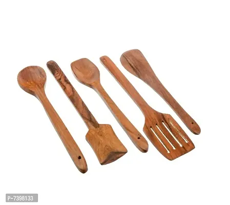 Handcrafted Wooden Dark Brown Serving Spoon pack of 5