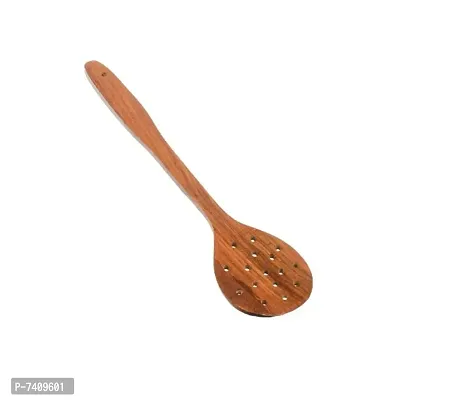 Handcrafted Wooden Slotted Turner Round Dark (pack of 1)