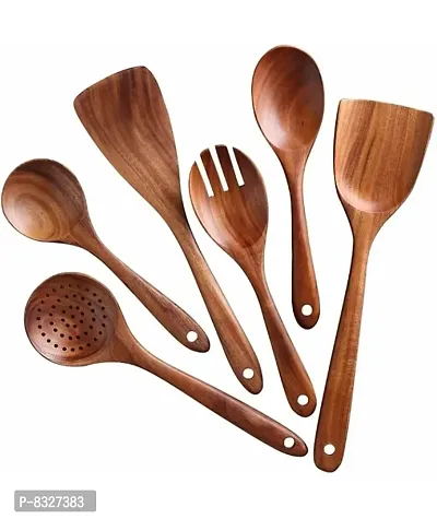 Handcrafted Wooden  Serving Spoon pk of 6-thumb0