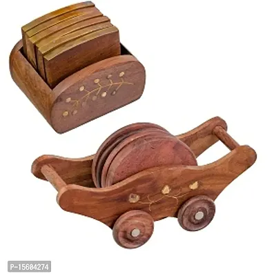 Handcrafted Wooden Coaster sets (Pack of 2)-thumb0