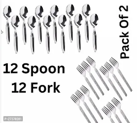 Stainless Steel Spoon 12 pieces and 12 pieces Fork-thumb0
