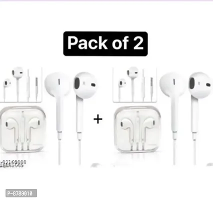 LEZZIE Original YS High Bass For Galaxy J3 /J5 /J7 / E7 / Z3 / C7/ S10 / S8 / F12/F22 Wired Headset  (White, In the Ear) (PACK OF 2)-thumb0