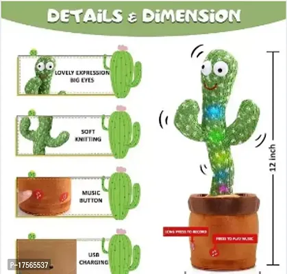 TikTok Dancing Cactus Plush Toy USB Charging,Sing 120pcs Songs,Recording,Repeats What You say and emit Colored Lights,Gifts of Fun Toys for Boys and Girls-thumb2