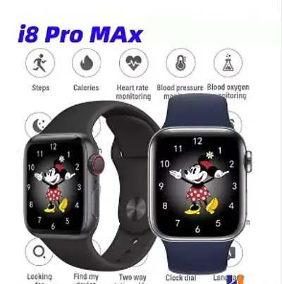 i8 pro max Smart Watch Bluetooth Smart Wrist Watch for Smartphones, Bluetooth Smart Unisex Watch for Boys, Girls, Mens and Womens,Smart Watch- (BLACK)
