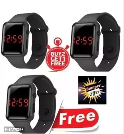 Digital Watch Combo (Pack of 3) BUY 1 GET 2 FREE - Most Selling Latest Trending Men and Women watches Best Quality smart Watch Classy Digital Watch Wrist Watch Sports Watch LED Band for Kids, Boys and-thumb0