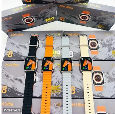 Z66 Ultra Seris 8 Smart Watch Pack of 1 Men Watch NFC Door Unlock Smartwatch Rotating Crown, Metallic Body, 600 Nits AOD, Spo2, HR, BP  2 Straps Bluetooth Call Wireless Charge Fitness Bracelet (Ultra-thumb2