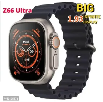Z66 Ultra Series 8 Smart Watch Pack Of 1 Men Watch Nfc Door Unlock Smartwatch Rotating Crown Metallic Body 600 Nits Aod Spo2 Hr Bp 2 Straps Bluetooth Call Wireless Charge Fitness Bracelet