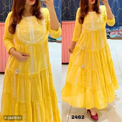 Trendy Rayon Gown for women Yellow-thumb0